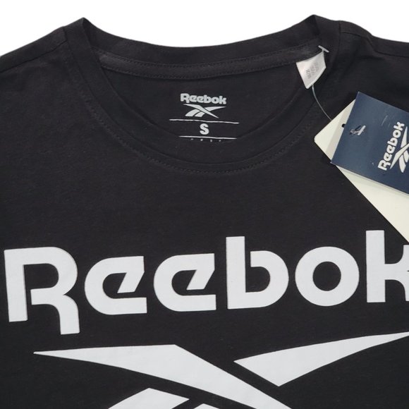 Reebok T-Shirts Mens Training Ri Big Logo Tee GS1614 (Sz S) Black - Picture 2 of 5